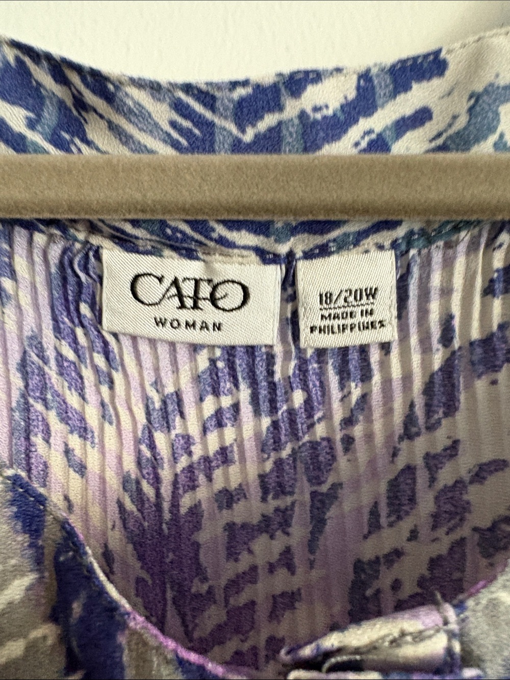 Cato Purple and Blue Crinkled Button-Front Blouse - Picture 5 of 7